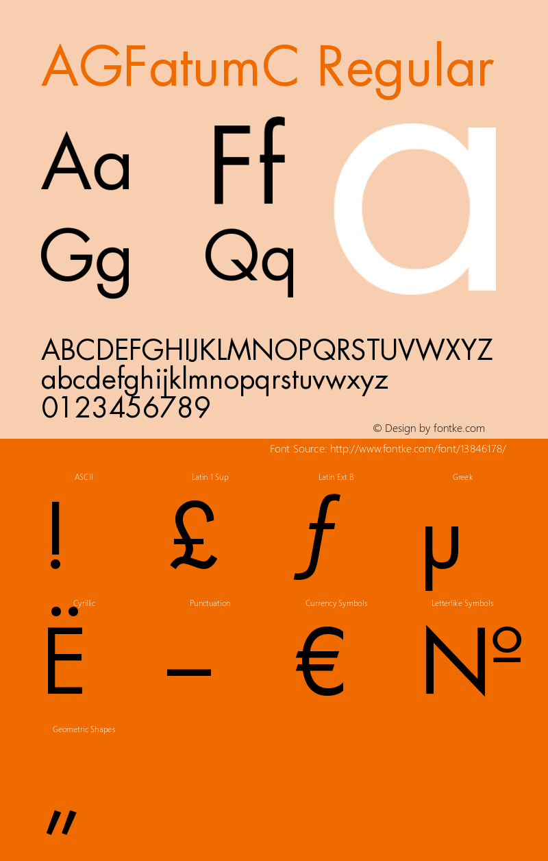 AGFatumC Regular OTF 1.0;PS 001.000;Core 116;AOCW 1.0 161 Font Sample