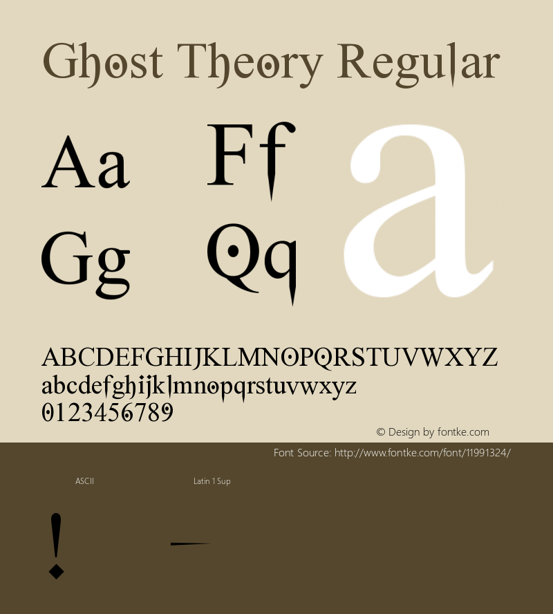 Ghost Theory Regular Version 1.00 January 28, 2010, initial release Font Sample