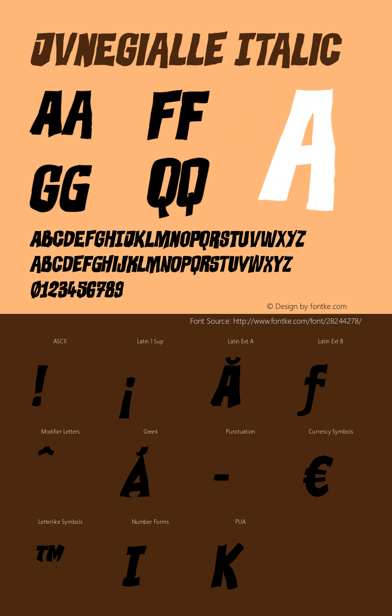 JVNEGialle-Oblique 1.000 Font Sample