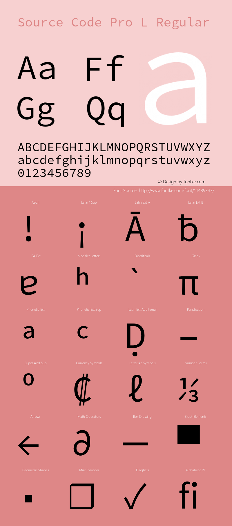 Source Code Pro L Regular Version 1.017;PS 1.000;hotconv 1.0.76;makeotf.lib2.5.61930 Font Sample