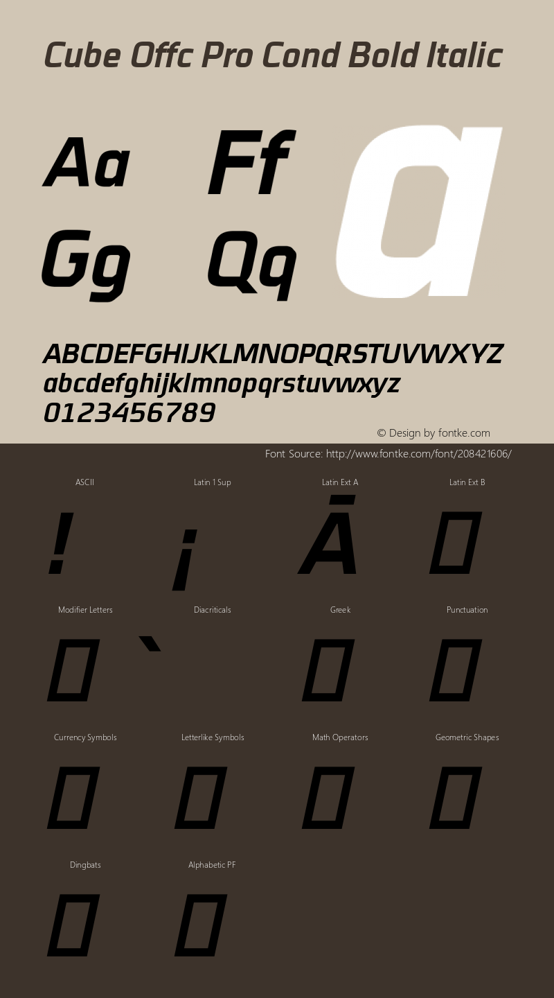 Cube Offc Pro Cond Bold Italic Version 7.504; 2012; Build 1021图片样张