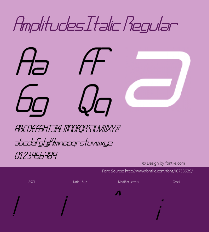 AmplitudesItalic Regular Version 1.00 July 30, 2015, initial release Font Sample