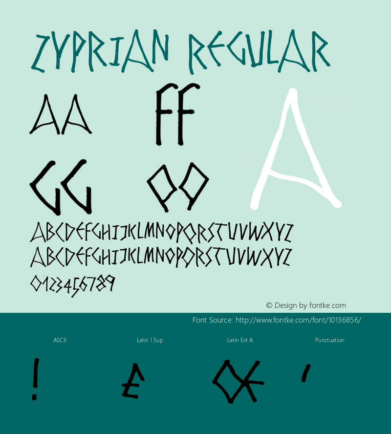 Zyprian Regular 1.0 2004-12-18 Font Sample