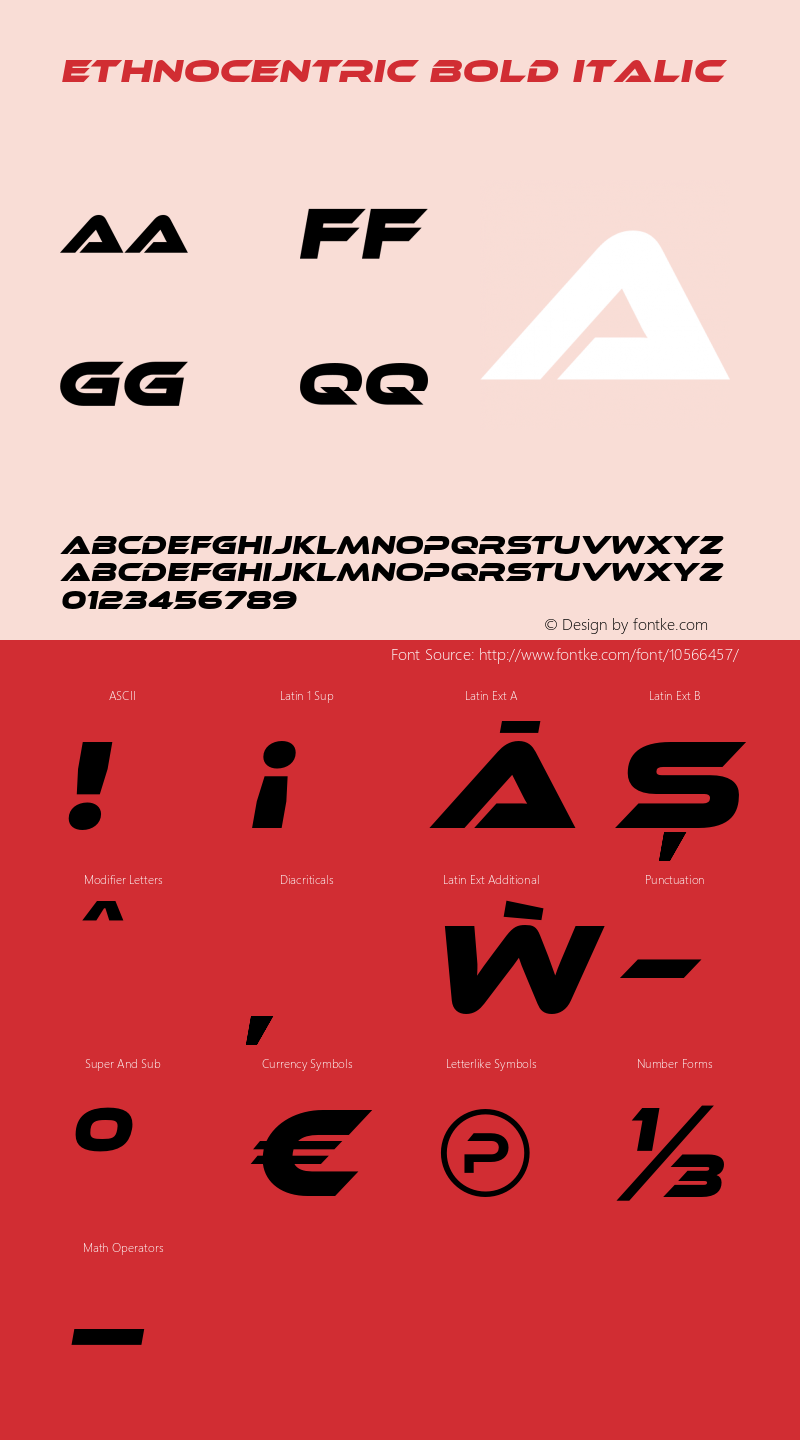 Ethnocentric Bold Italic Version 4.002 Font Sample