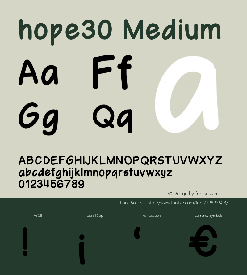 hope30 Version 001.000 Font Sample