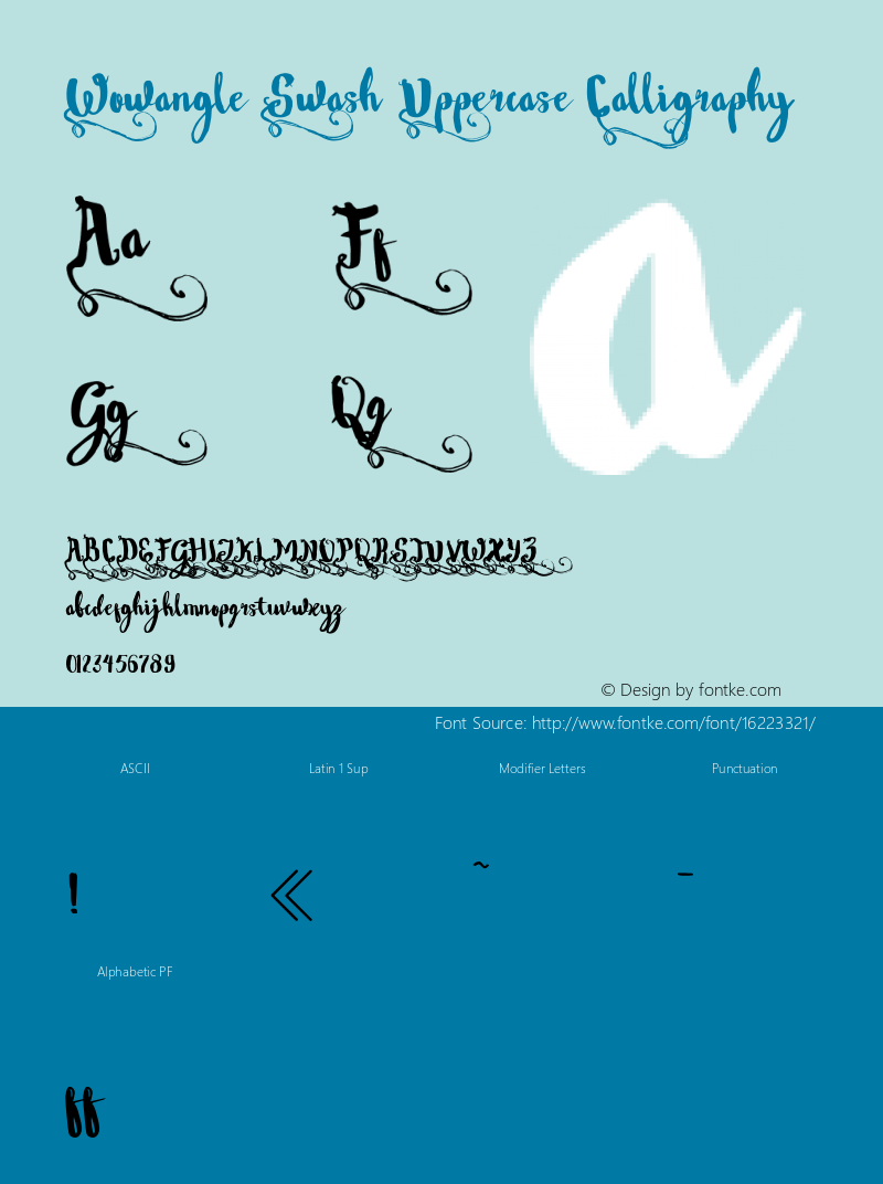 Wowangle Swash Uppercase Calligraphy 1.000 Font Sample