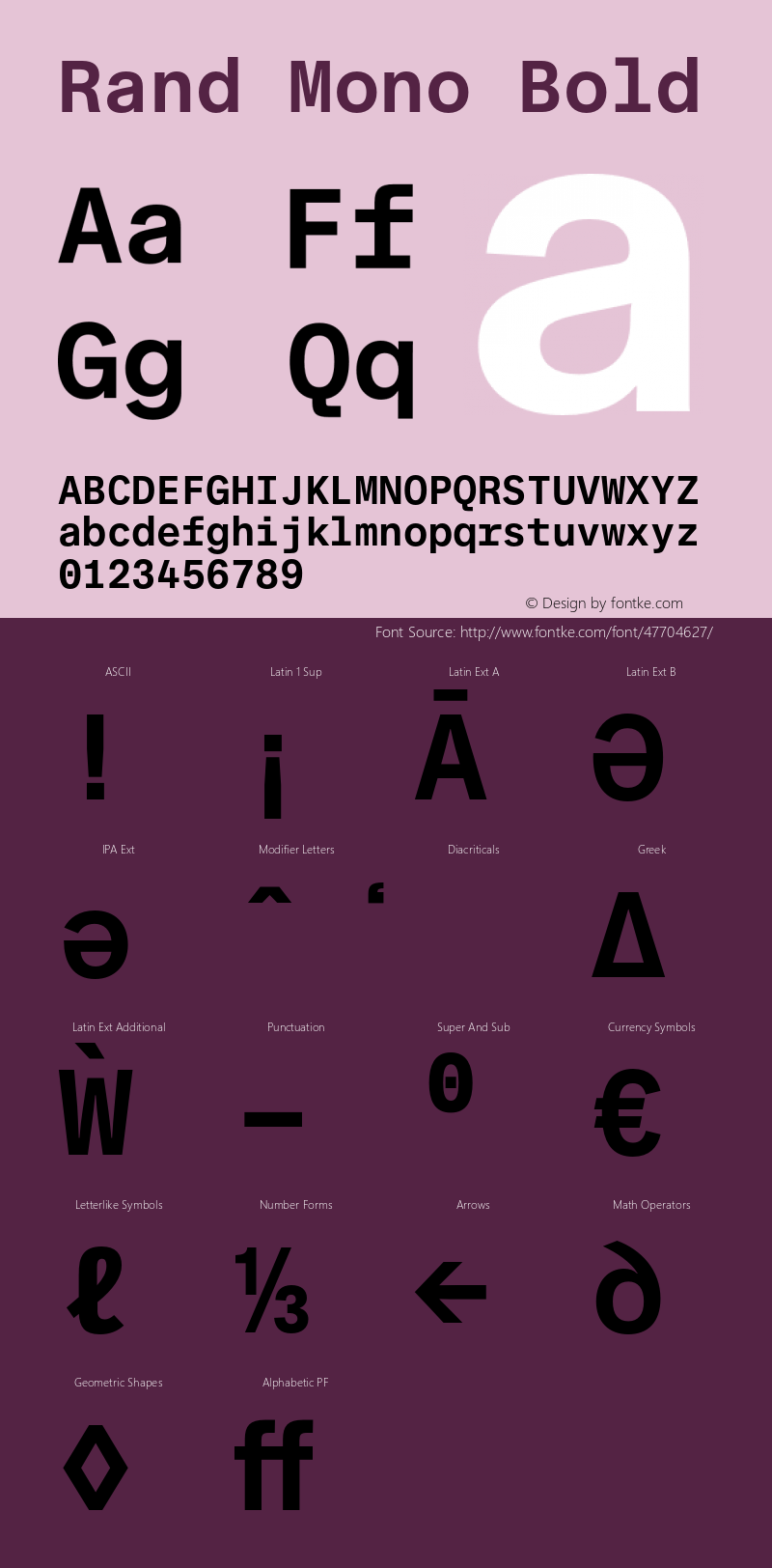 RandMono-Bold Version 1.001 Font Sample