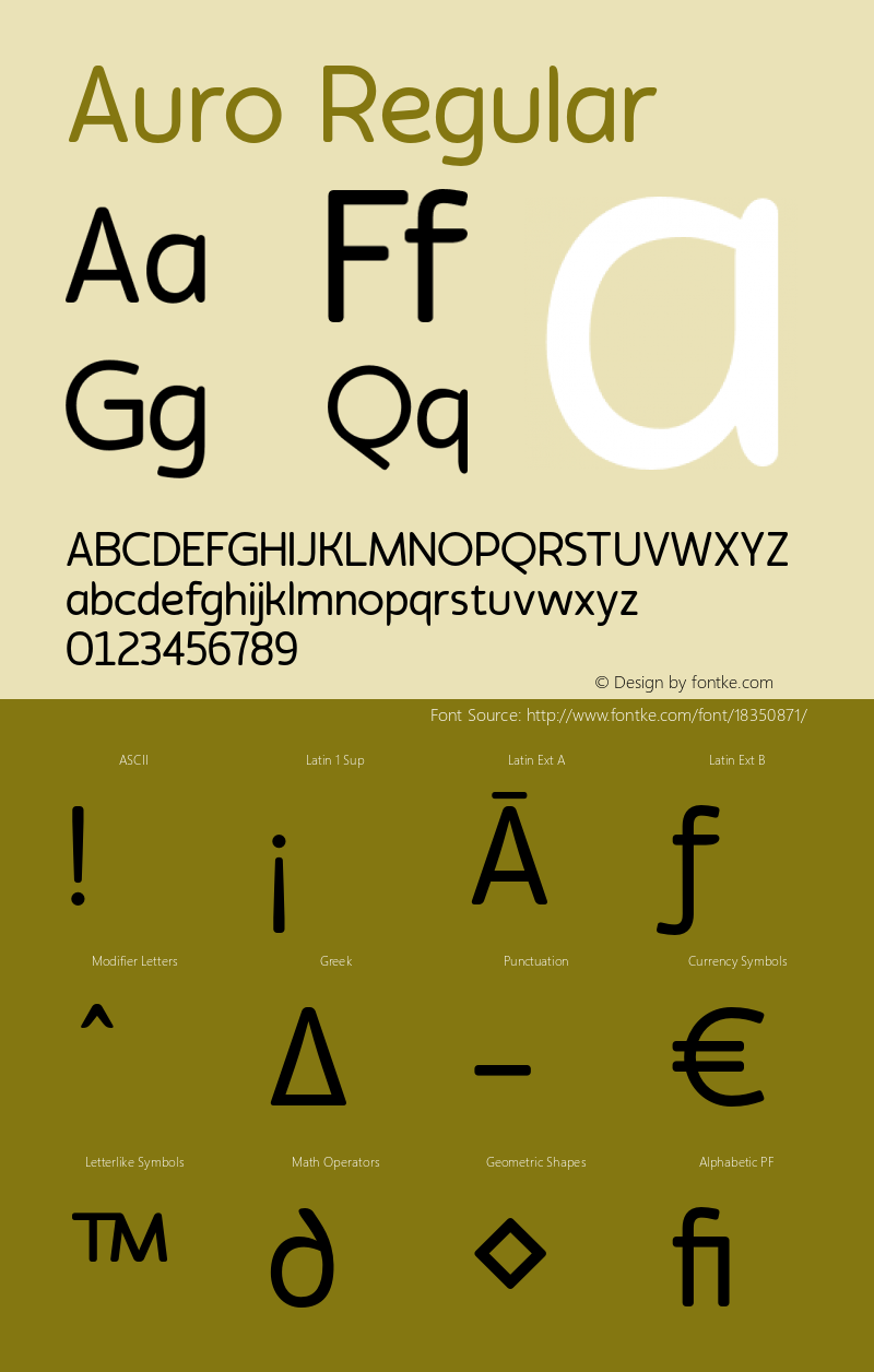 Auro Regular 1.000 Font Sample