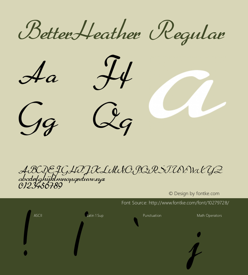 BetterHeather Regular Version 001.000 Font Sample
