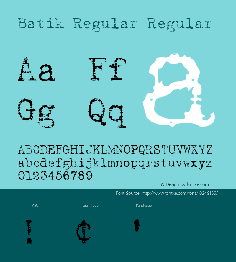 Batik Regular Regular Unknown Font Sample