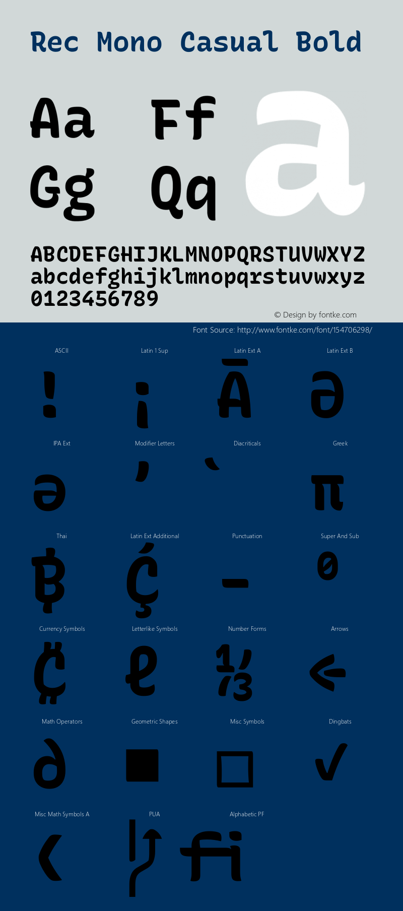 Rec Mono Casual Bold Version 1.072 Font Sample