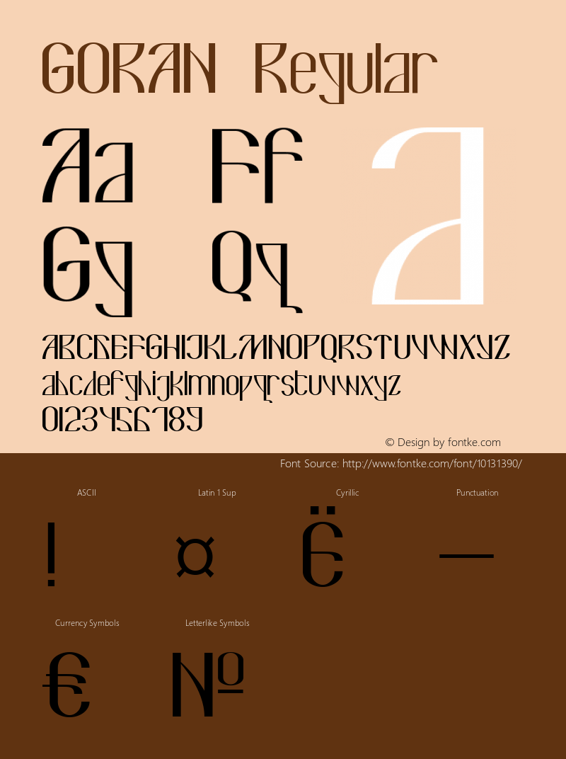 GORAN Regular Version 1.00 2004 initial release Font Sample