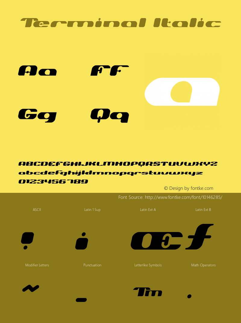 Terminal Italic Version 001.000 Font Sample