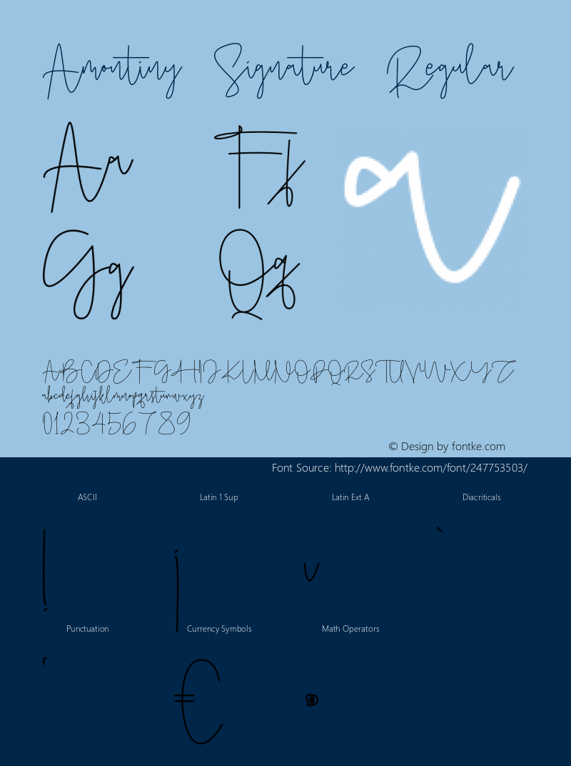 Amontiny Signature Version 1.00;April 25, 2023;FontCreator 12.0.0.2525 64-bit图片样张