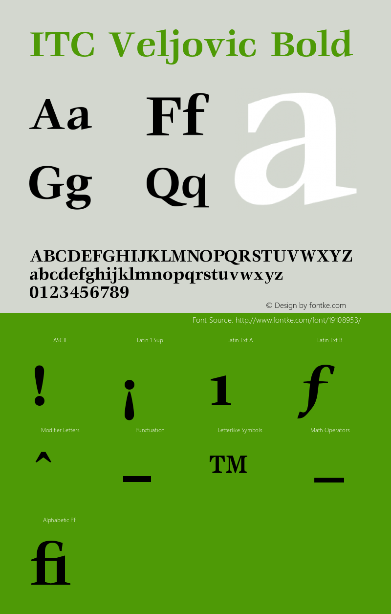 ITC Veljovic Bold Version 001.000 Font Sample