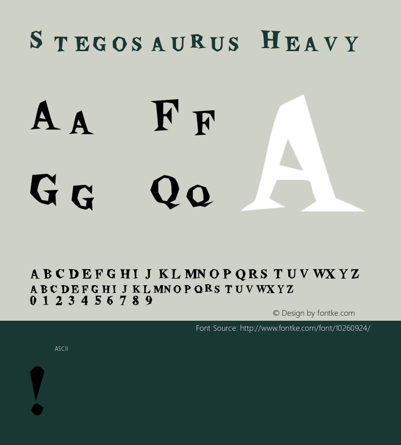 Stegosaurus Heavy Altsys Fontographer 4.1 5/22/95 Font Sample