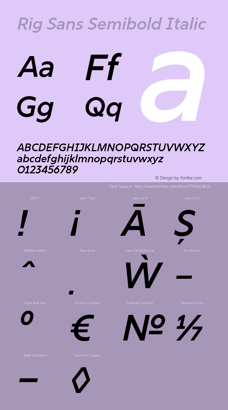 Rig Sans Semibold Italic Version 1.000;FEAKit 1.0图片样张