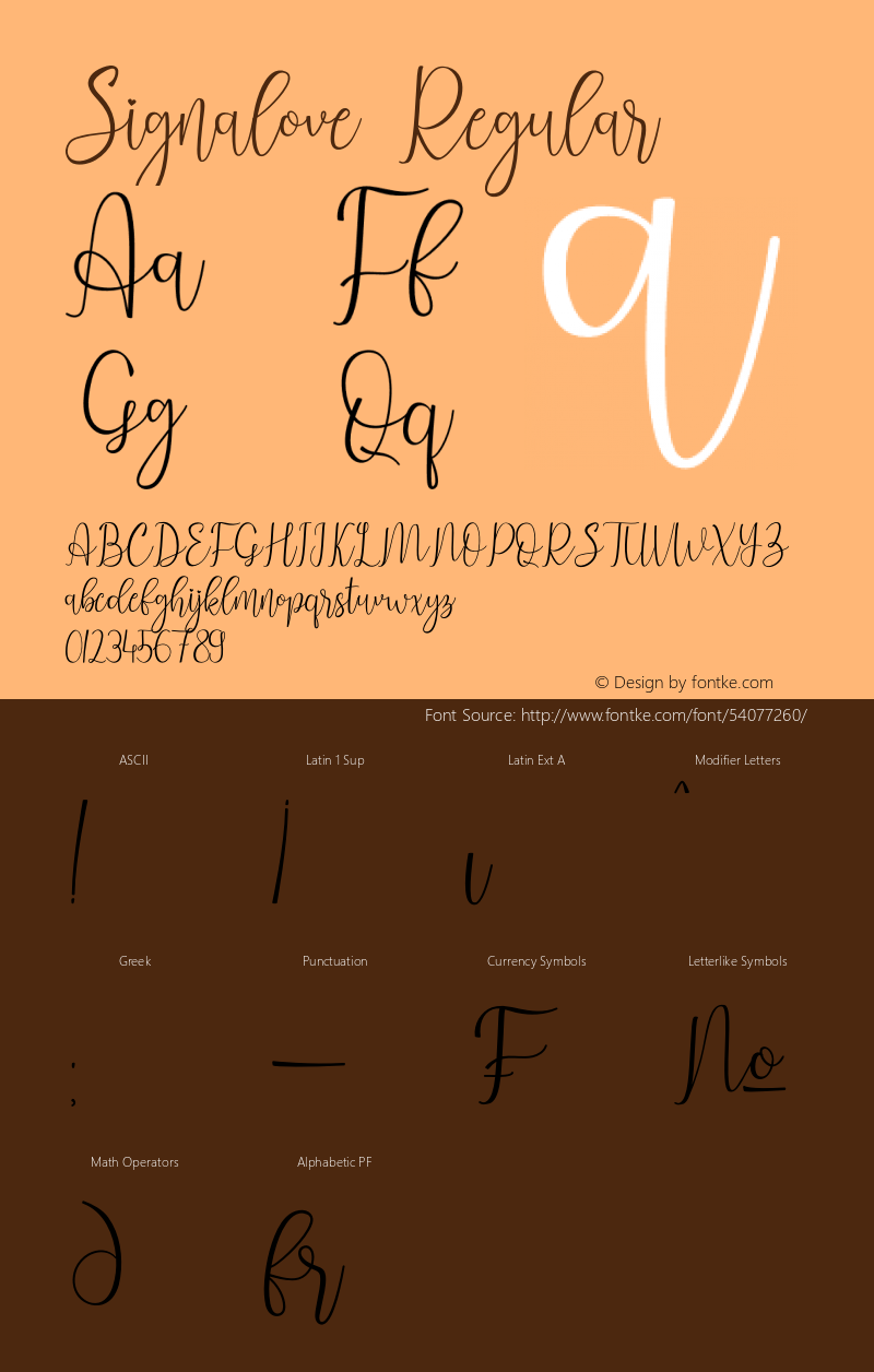 Signalove Version 1.00;February 1, 2020;FontCreator 11.5.0.2422 64-bit Font Sample