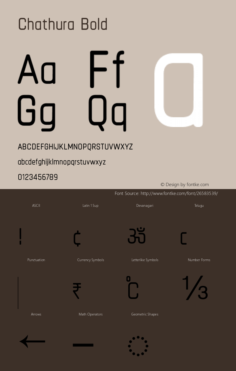 Chathura-Bold Version 1.001 2016 Font Sample