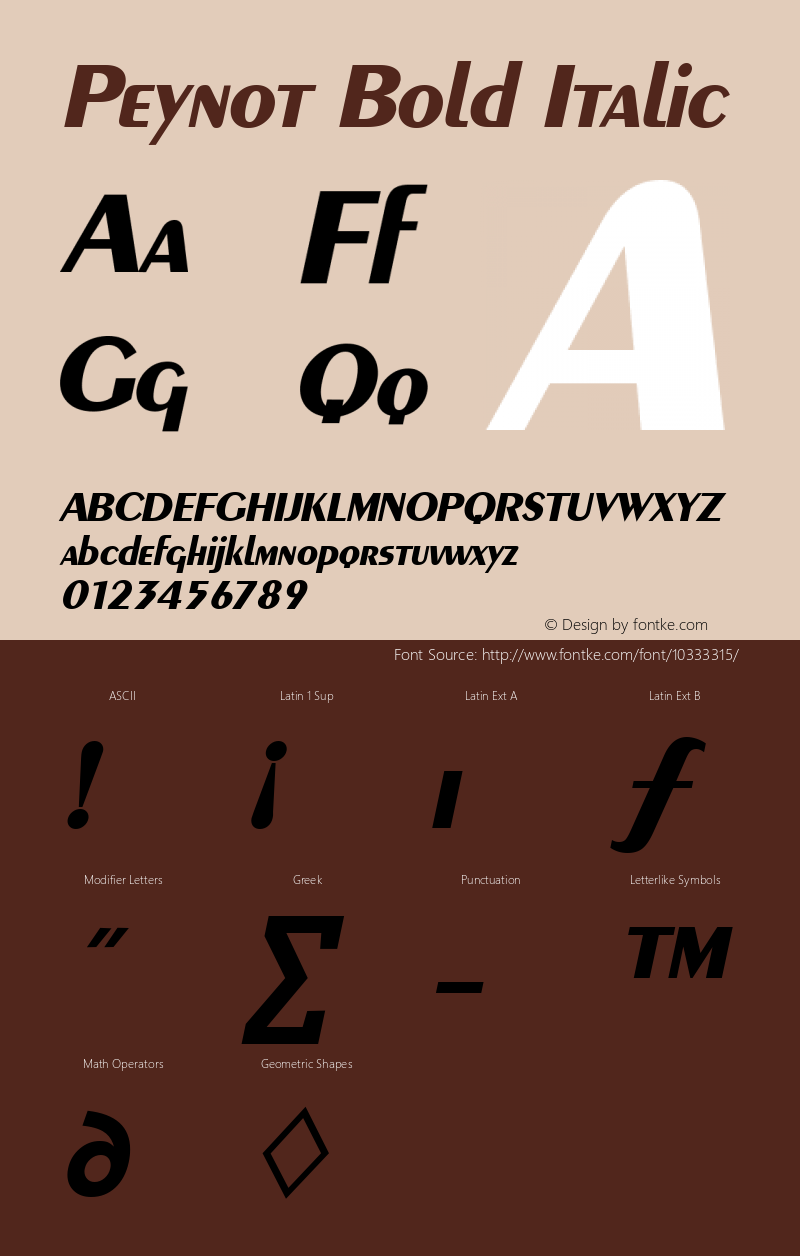 Peynot Bold Italic Altsys Fontographer 3.5  14.09.1994 Font Sample