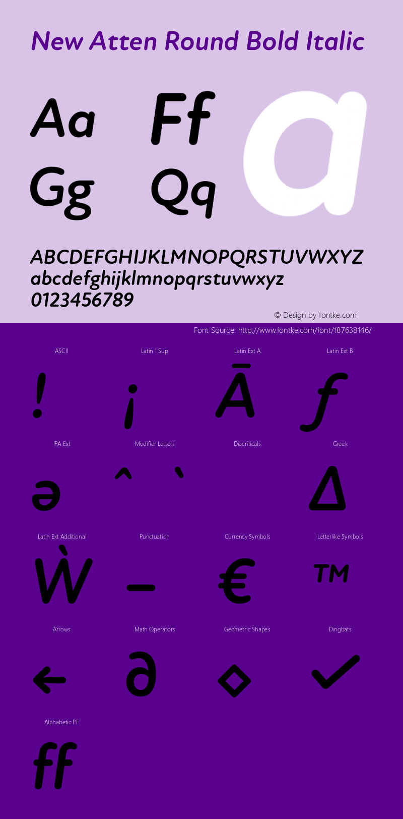 New Atten Round Bold Italic Version 1.101图片样张