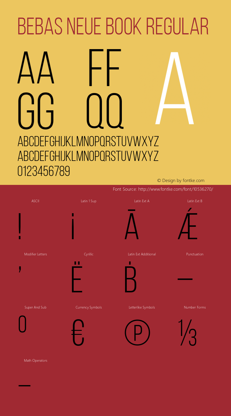 Bebas Neue Book Regular Version 001.003 Font Sample