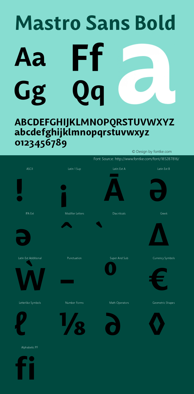 Mastro Sans Bold Version 1.000;PS 001.000;hotconv 1.0.88;makeotf.lib2.5.64775图片样张