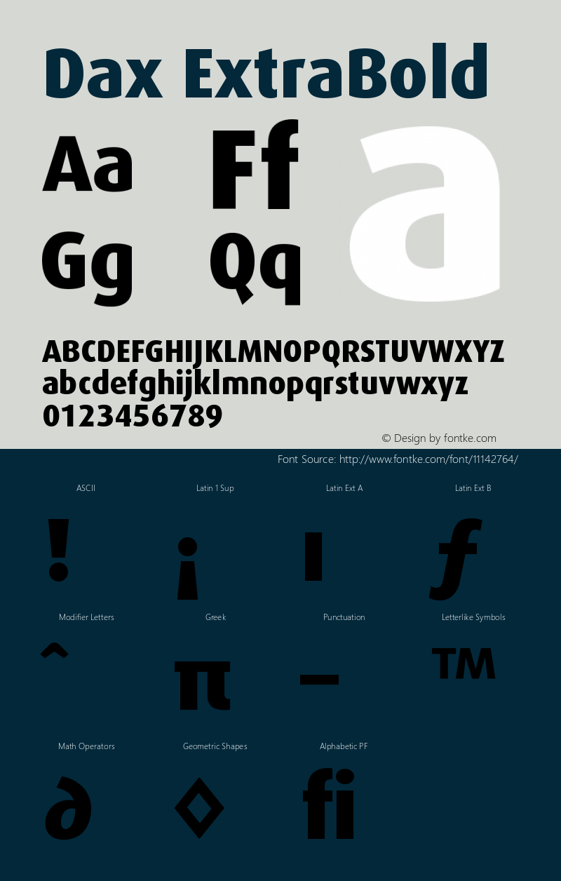 Dax ExtraBold Version 001.000 Font Sample