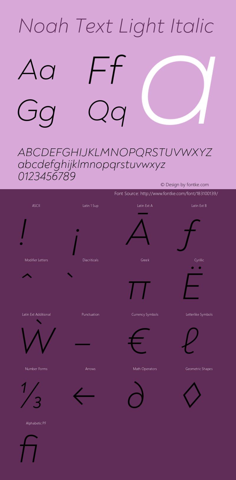 Noah Text Light Italic Version 1.000;PS 001.000;hotconv 1.0.88;makeotf.lib2.5.64775图片样张