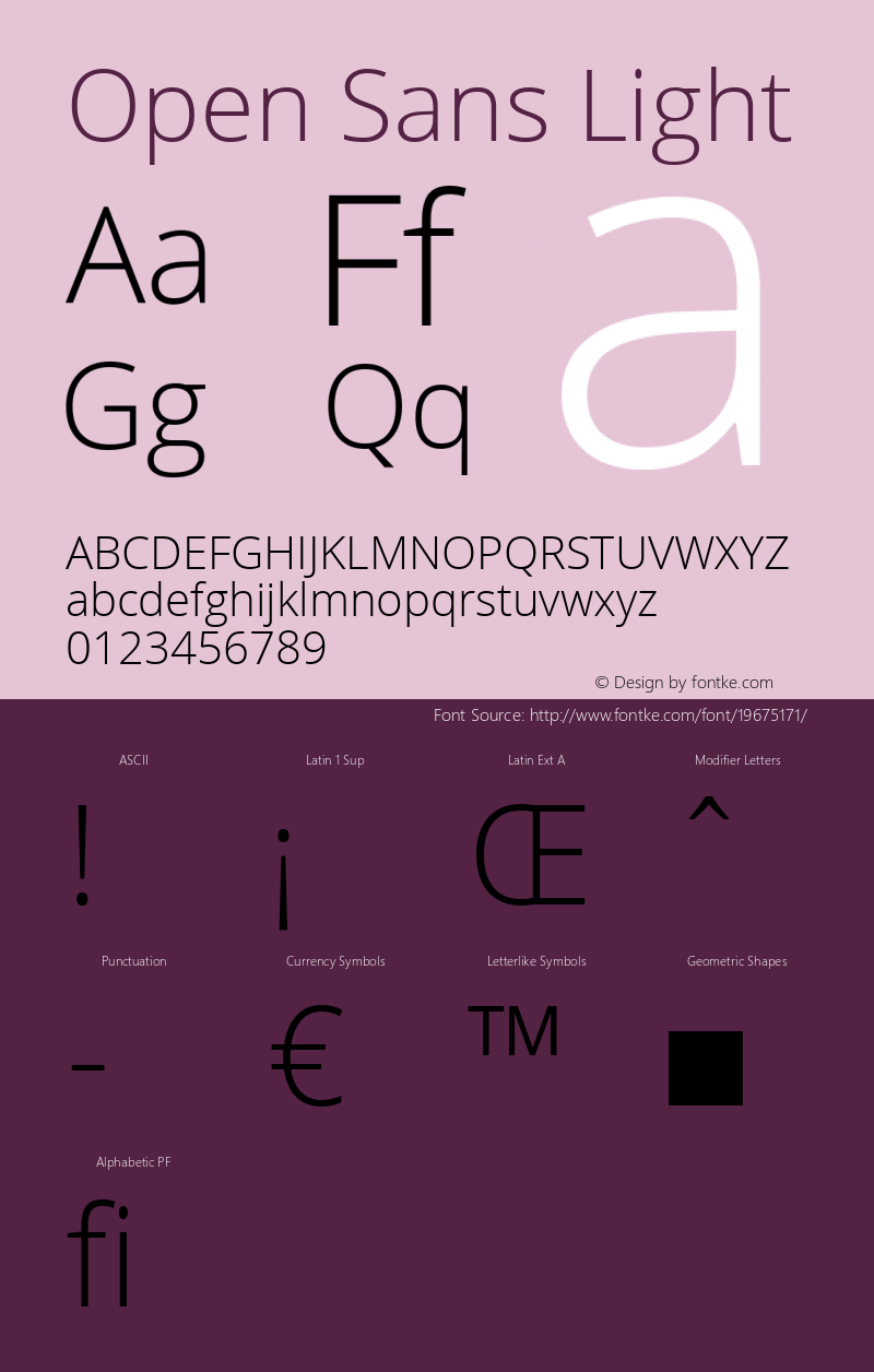 Open Sans Light Regular Version 1.10 Font Sample