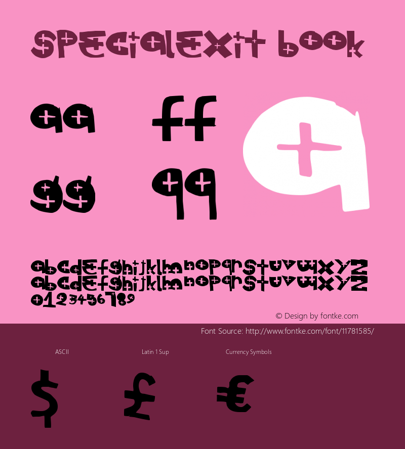 SpecialExit Book Version 1.00 March 21, 2013, Font Sample