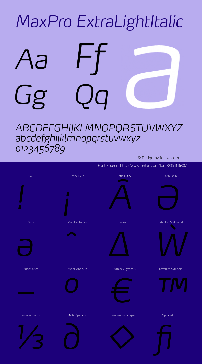 MaxPro-ExtraLightItalic Version 7.504; 2008图片样张