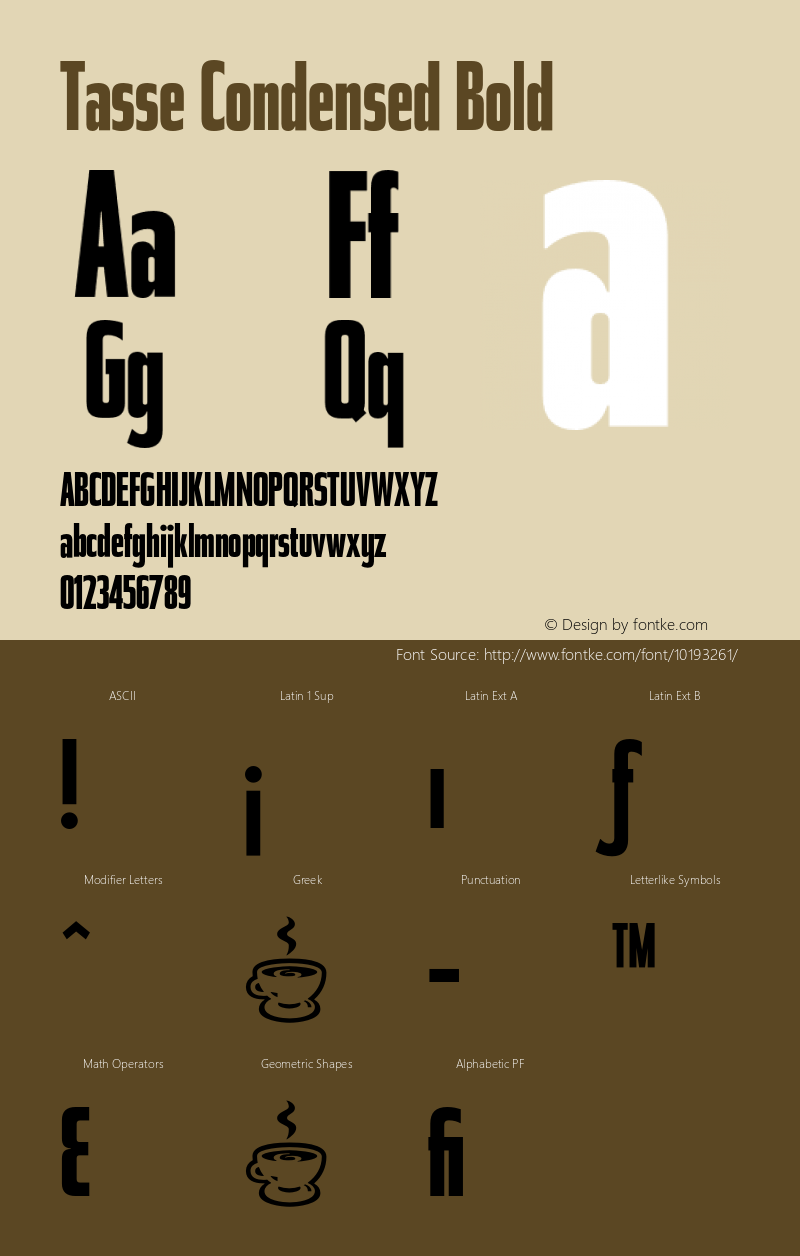 Tasse Condensed Bold 001.000 Font Sample