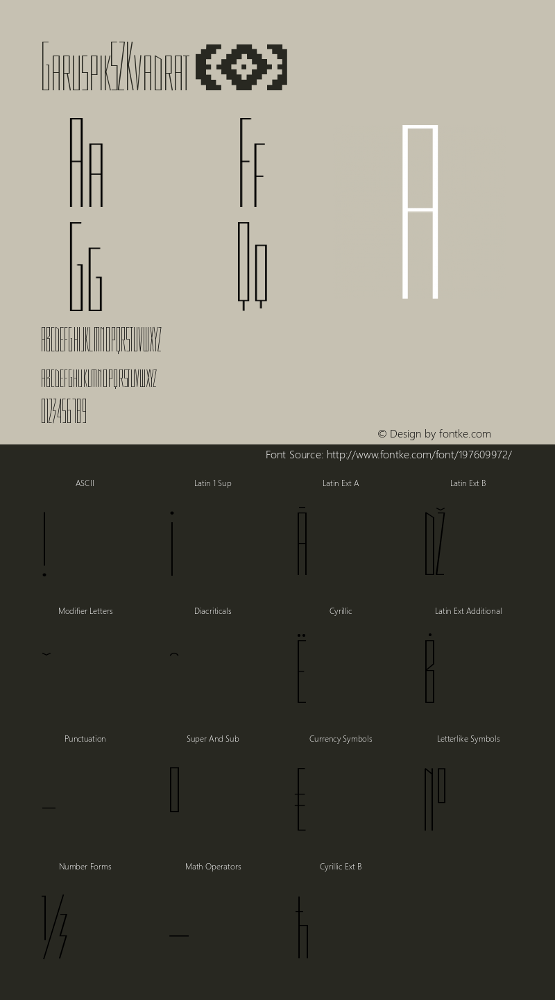 ☞GaruspikSZKvadrat Version 1.0; ttfautohint (v1.5);com.myfonts.easy.dima-pole.garuspik.kvadrat.wfkit2.version.4X3P图片样张