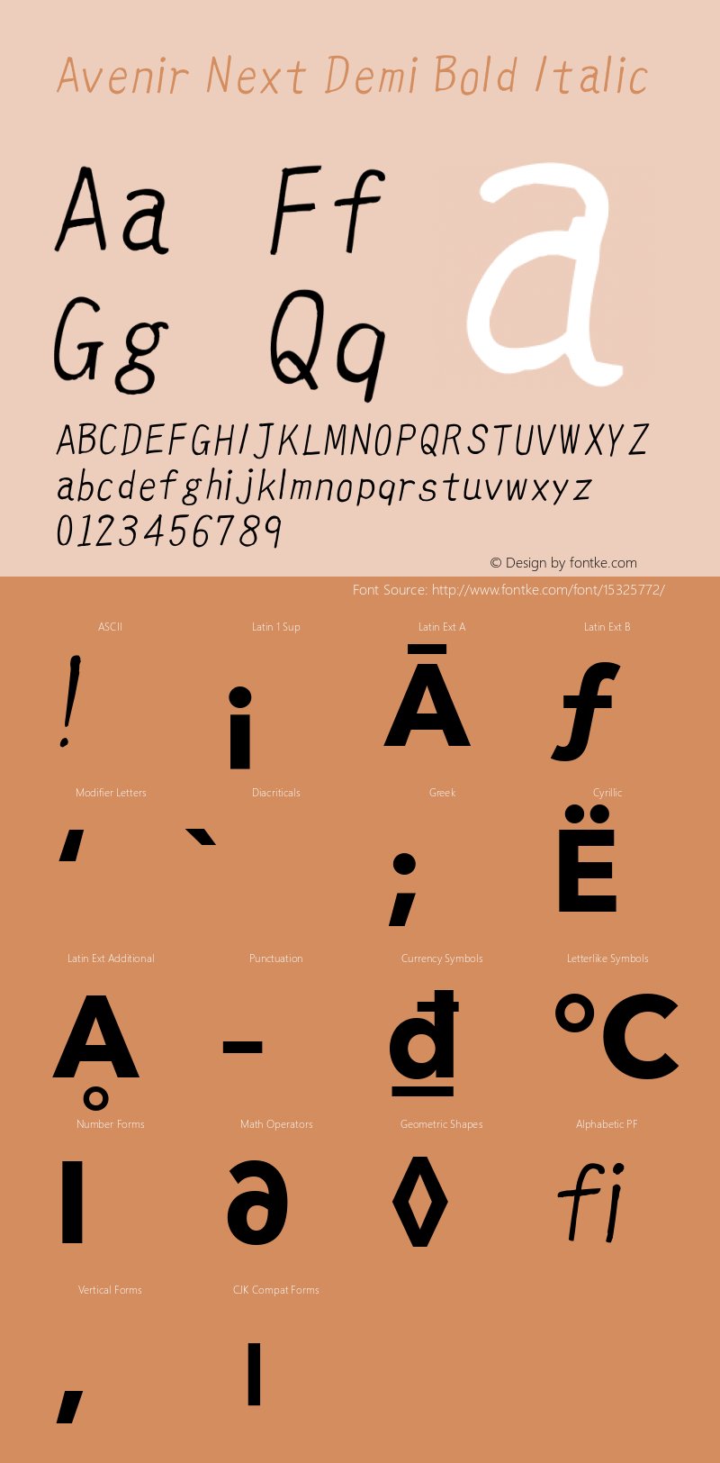 Avenir Next Demi Bold Italic 8.0d5e5 Font Sample