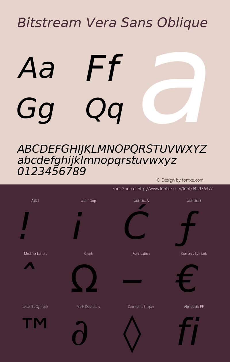 Bitstream Vera Sans Oblique Release 1.10 Font Sample