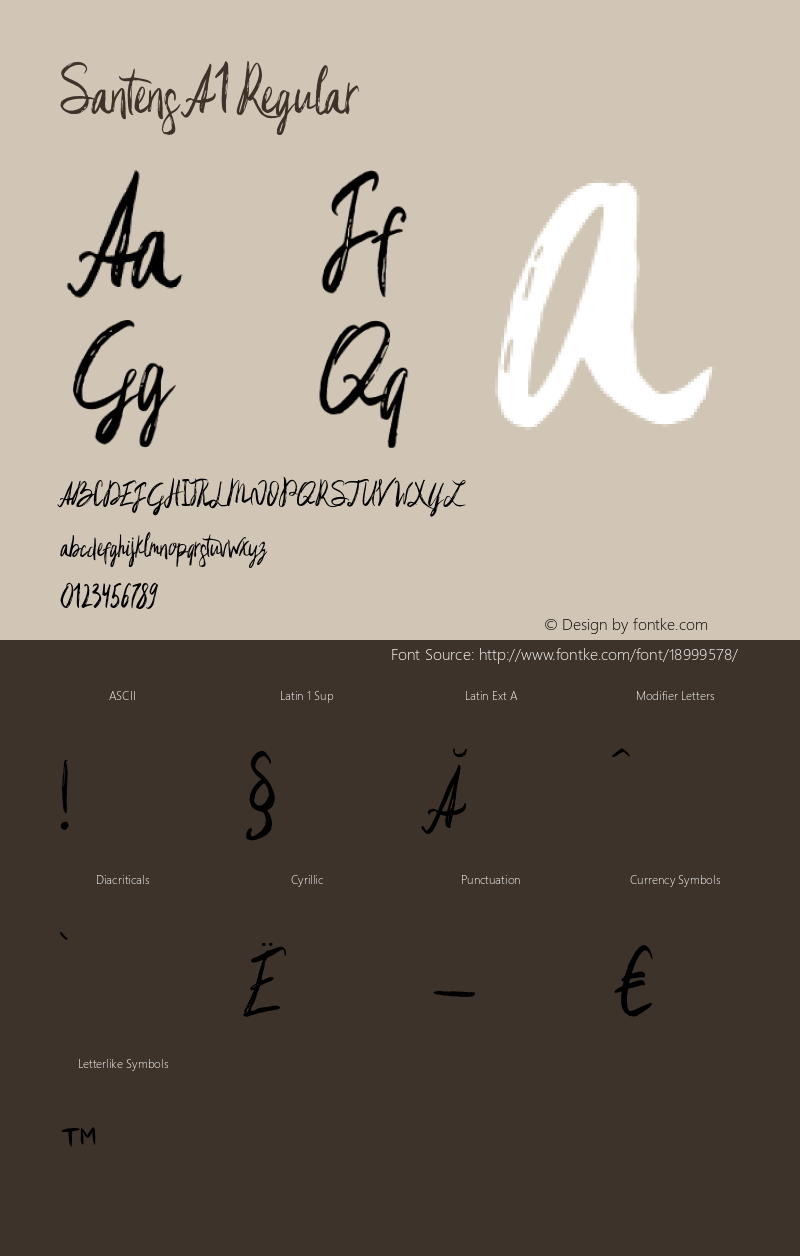 Santens A1 Regular Version 1.000 Font Sample