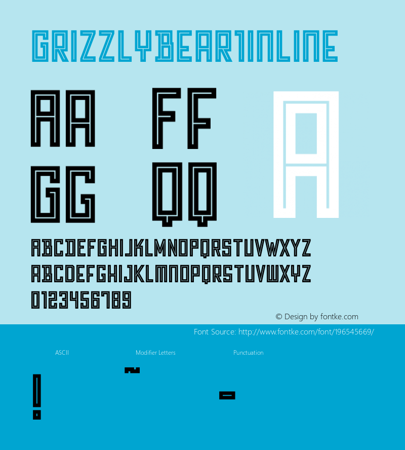 ☞GrizzlyBear1Inline Version 001.001 ;com.myfonts.matchandkerosene.grizzly-bear.inline.wfkit2.3CHN图片样张