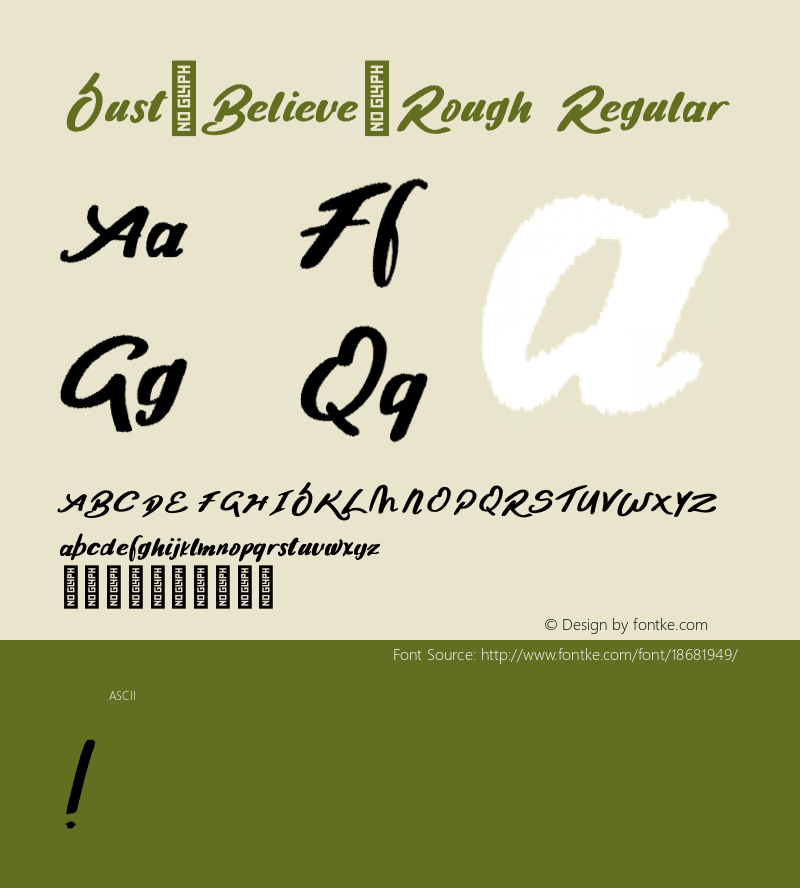 Just_Believe_Rough Regular Version 1.000 Font Sample