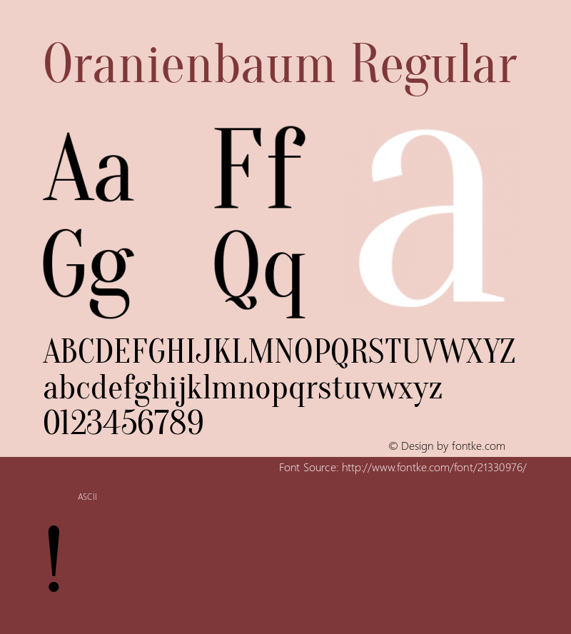 Oranienbaum Version 1.0 Font Sample