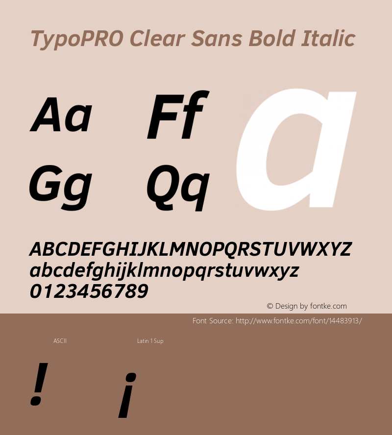 TypoPRO Clear Sans Bold Italic Version 1.00 Font Sample