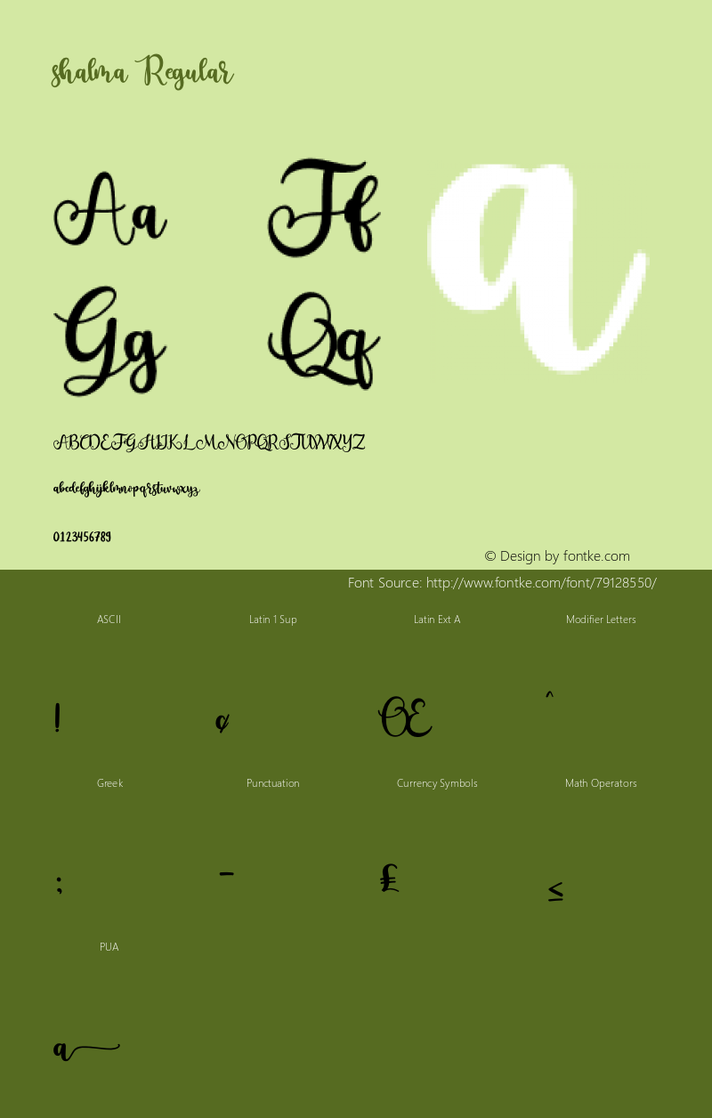 shalma Version 1.00;April 21, 2020;FontCreator 12.0.0.2525 64-bit Font Sample