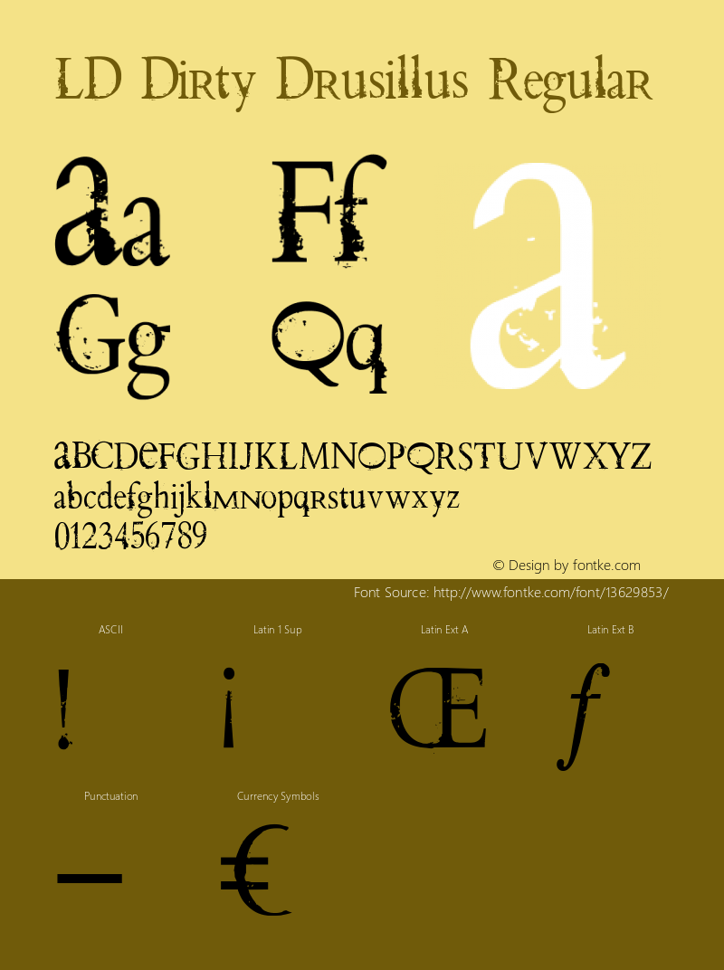 LD Dirty Drusillus Regular Unknown Font Sample