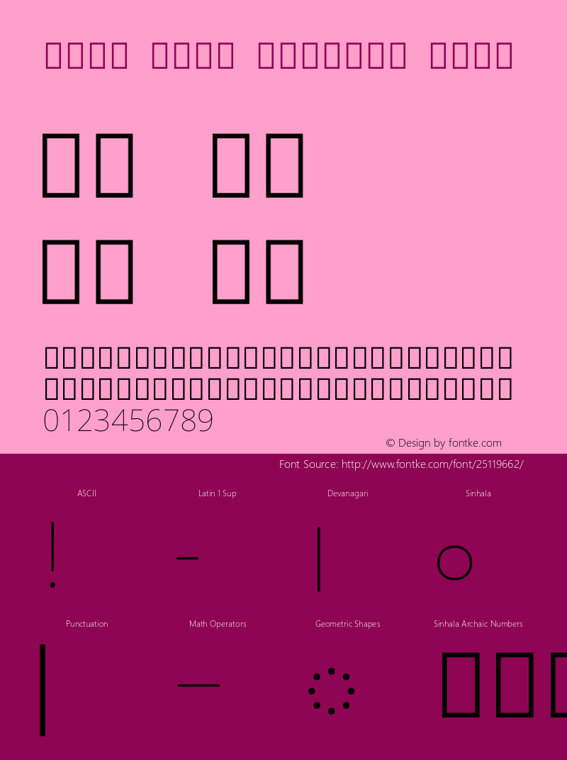 Noto Sans Sinhala Thin Version 2.000 Font Sample