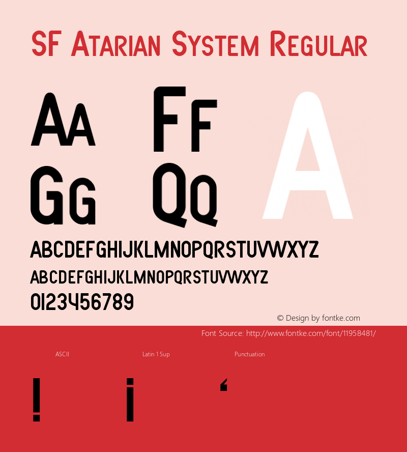 SF Atarian System Regular ver 1.0; 1999. Freeware. Font Sample