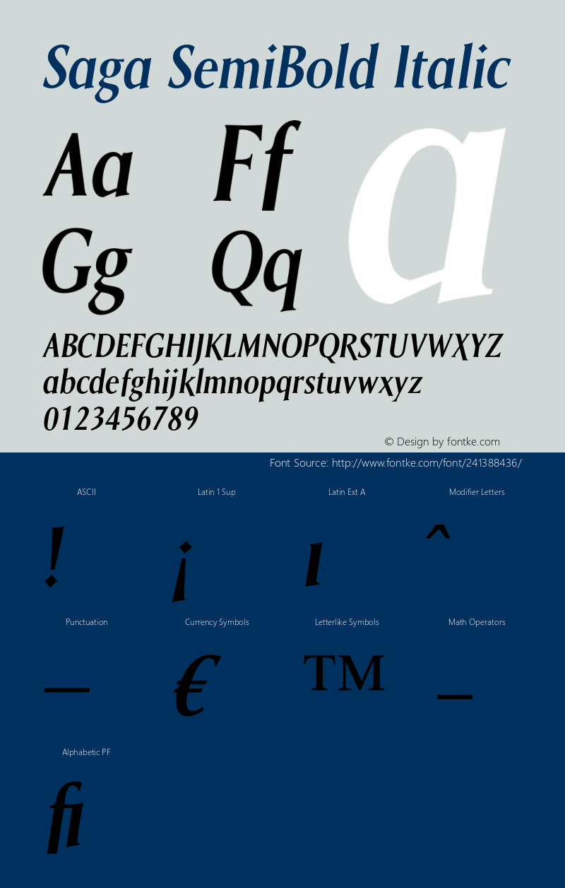 Saga SemiBold Italic Version 1.00图片样张