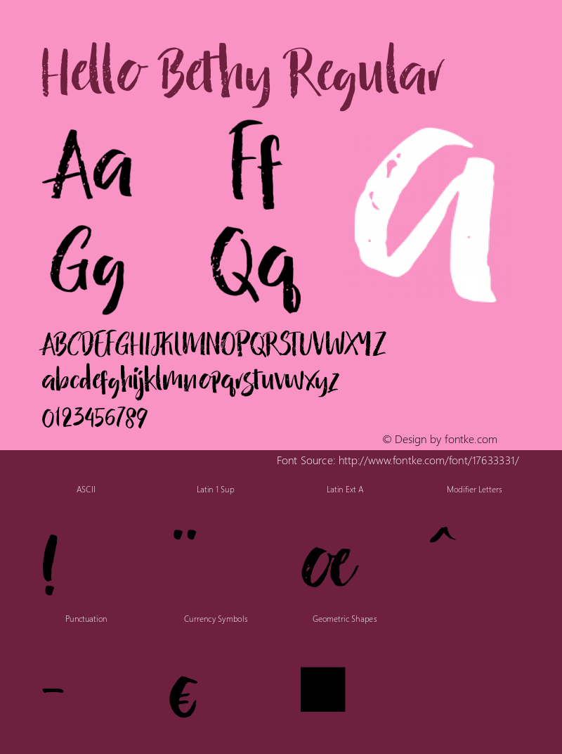 Hello Bethy Regular Version 1.006 Font Sample