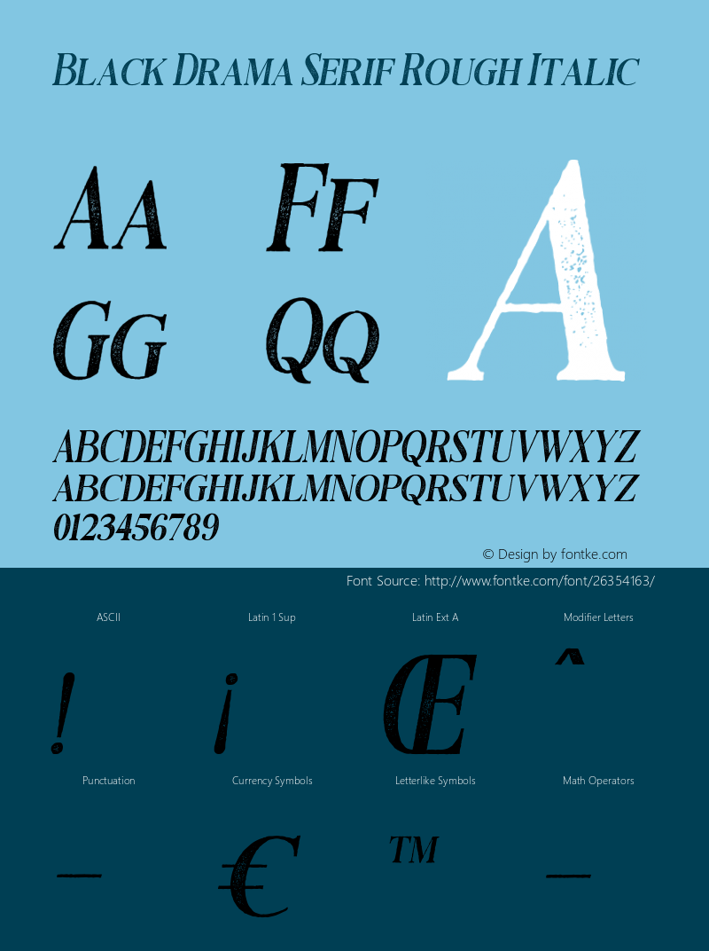 BlackDramaSerifRough-Italic Version 1.000;PS 001.001;hotconv 1.0.56 Font Sample