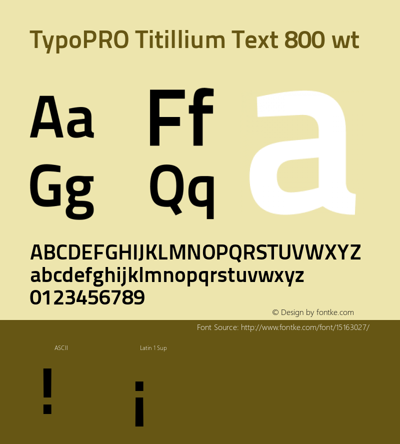 TypoPRO Titillium Text 800 wt Version 25.000 Font Sample