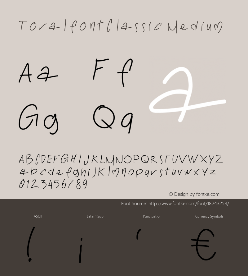 ToralfontClassic Medium Version 001.000 Font Sample